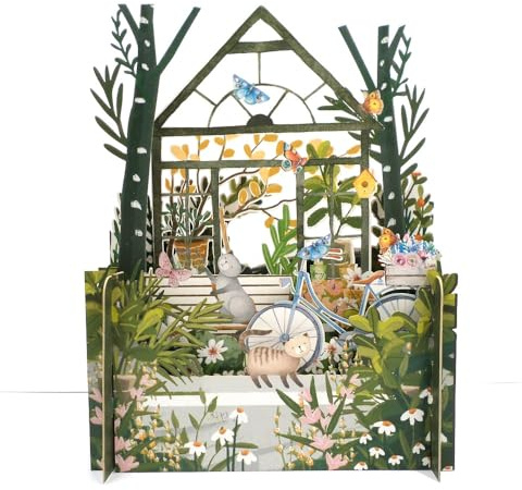 Beautiful Floral Greenhouse 3D Pop Up Any Occasion Greeting Card by Alljoy Cards MN014