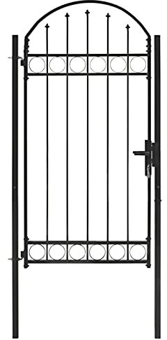 Gecheer Cancello,Singolo,per Recinzione,da Giardino,ad Arco,in Acciaio,Nero,100x250 cm,Cancello in Acciaio,Cancello Singolo,Cancello per Recinzione,Cancello Esterno,Cancello in Metallo