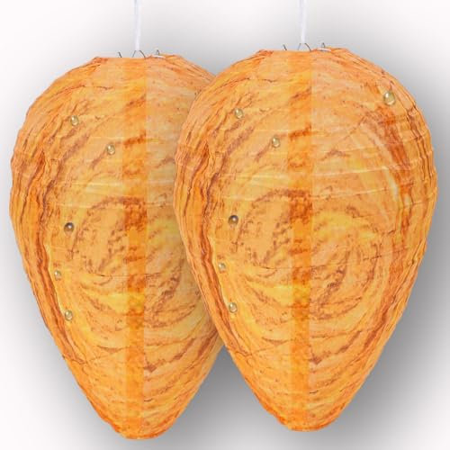 Wespennest Attrappe (2er-Set) – 100% Wasserdicht aus Polyester – Abschreckung von Wespen & Hornissen – Großes Outdoor-Dekor