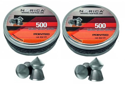 Lote de 2 latas de 500 Balines perdigones Norica Pointed Calibre 4.5/177 [1000 Unidades]