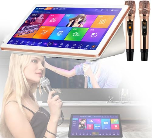 Karaoke-maskin med 18,5 tums pekskärm, 2 trådlösa mikrofoner, onlineuppdatering – 4 TB karaoke sångspelare med display