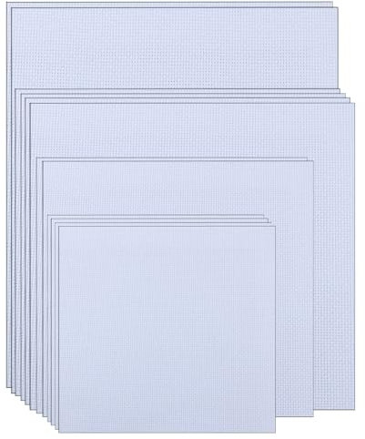 Yosugar Kreuzstich Stoff Set 12-Stück,11CT Baumwollstoff Aida Stoff Weiß zum Sticken für DIY Näharbeit und Stoff Handwerk,2 Stück 30×45cm, 4 Stück 30×30cm, 2 Stück 25x25cm,4 Stück 20x20cm