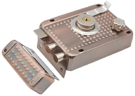 EIOLWJIEO Cerradura antirrobo de estilo antiguo con seguro múltiple Cerradura de puerta exterior acero inoxidable para múltiples seguros mejorados, Derecho con borde