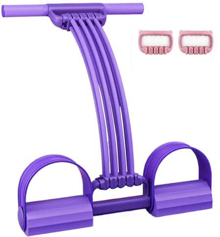 Multifunktionellt spännrep med handtag, justerbart pedalmotståndsband, 8-rörs elastiska träningsband motstånd, för fettförlust och träning för att forma hela kroppen Purple