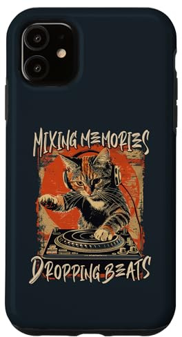 Custodia per iPhone 11 Funny DJ Cat Disco Sound Tech Headphone Music
