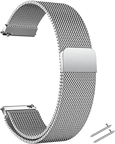 beifon Edelstahl Uhrenarmband Mesh 20mm/22mm Gold/Silber/Schwarz Ersatz Metall Armband Edelstahlarmband mit Magnetverschluss Smartwatch Schnellverschluss Watch Uhren Ersatzband (Silber, 20mm)