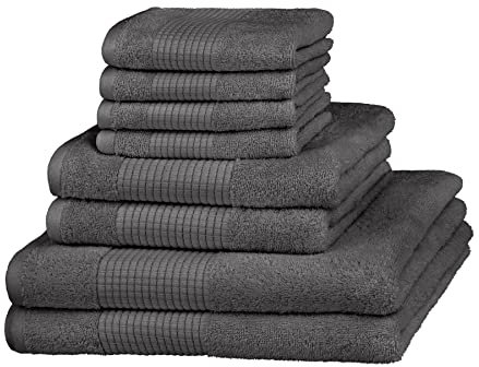 Merana Rome Juego de toallas de mano, absorbentes, suaves y sin pelusas, calidad de lujo, 100 % algodón, Öko-Tex, 590 g/m² (gris tiburón, juego ahorro de 8 unidades, 4 toallas de invitados, 2 toallas