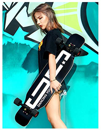 NENGGE Longboard, Maple Skateboard Jungen und Mädchen Profi Brush Street Dance Board Anfänger Erwachsene Jugend Allrad-Skateboard, Komplettboard Ahornholz 42 Zoll,E