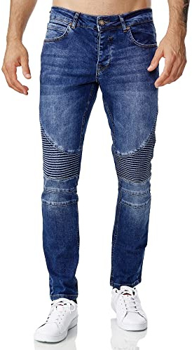 Tazzio Pantalones vaqueros para hombre, corte ajustado, aspecto desgastado, pantalones vaqueros vaqueros 16517, azul, 38W / 32L