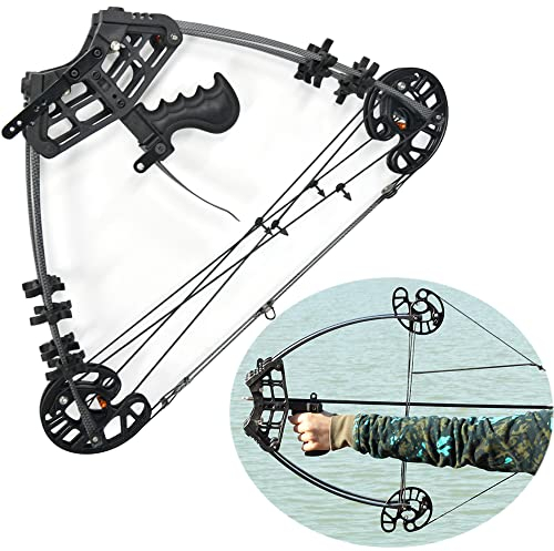 SHARROW 50lbs Compoundbogen Set Erwachsene Bogenschießen Katapult Stahlball Dual-Use Dreieck Compoundbogen Jagdbogen Bogenfischen Bogen und Pfeil Set Erwachsene Links Rechtshänder (Schwarz)