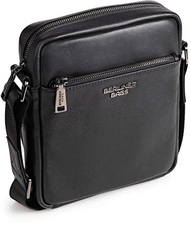 Berliner Bags Premium Umhängetasche Tom, Schultertasche aus Leder, Männerhandtasche und Crossbody für Herren - Schwarz
