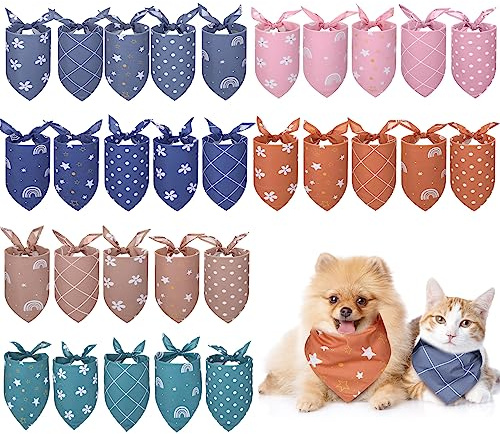 Silkfly 30 Pack Dog Bandanas Bulk Buffalo Plaid Dog Bandana Summer Spring Cat Puppy Bibs Washable Scarf Triangle Adjustable Daily Handkerchief Pet Costume Outfit for Small Medium Girl and Boy