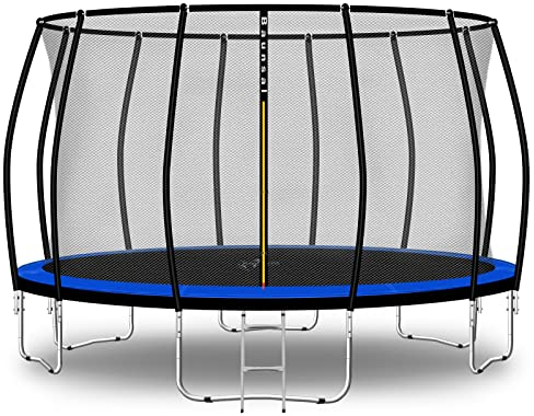 Baunsal® Trampolin Outdoor Ø 427 cm (FGIS) blau Komplettset Sprungmatte mit Netz und Leiter Gartentrampolin Outdoor Spielzeug Kinder Trampolin Kinder Outdoor Spielzeug Garten