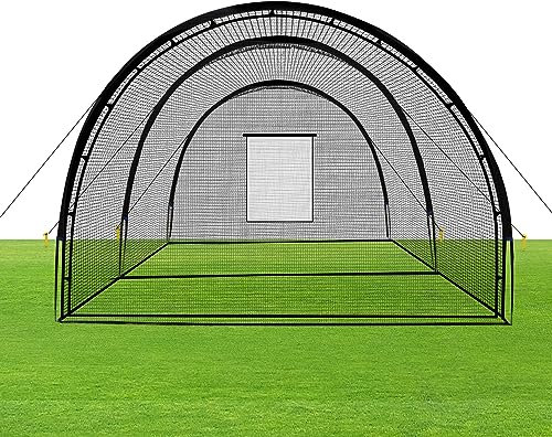 ZivPlay Baseball-Schlagkäfignetz für Hinterhof, tragbarer Pop-Up-Käfig für Baseball und Softball, 6,7 x 3,6 x 2,1 m, mit Loch für Pitching-Maschine und abnehmbarer Tür
