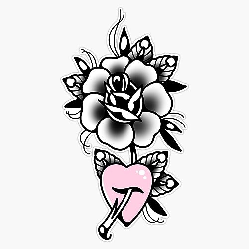 Goth Emo Vibes Heart Rose Cute Traditional Flash Tattoo Sticker Vinyl Waterproof Sticker Decal Car Laptop Wall Window Bumper Sticker 5