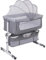 Baby Beistellbett Babybetten, Babywiege Reisebett mit Rollen Kinderbett Neigbar Höhenverstellung, Babybett mit weich Matratze & Moskitonetz (Hellgrau)