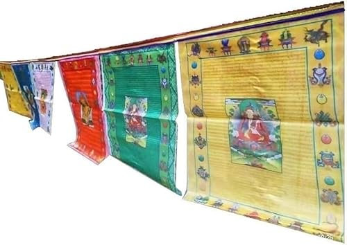 Banderas de oración al aire libre, decoraciones tibetanas, budista tibetano, banderas de oración de colores, caballos de viento, banderas de yoga de meditación hechas a mano, 3 metros, 10 piezas (30 *