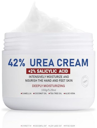 OUKEYA Urea Cream 42% plus Salicylic Acid 2%, Urea Foot Hand Cream for Dry Cracked Feet, Heels, Elbows, Salicylic Acid Cream for Moisturizer, Removes Corns Calluses Dead Skin and Softens Toenails