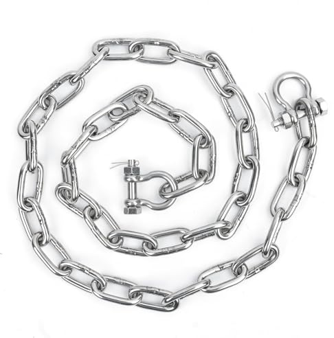 hannger Kit de anclaje para barco, acero inoxidable 316 de grado marino de 1/4 o 5/16 pulgadas de ancho, cadena de anclaje resistente con 2 extremos de eslabones de doble grillete antiapagado para
