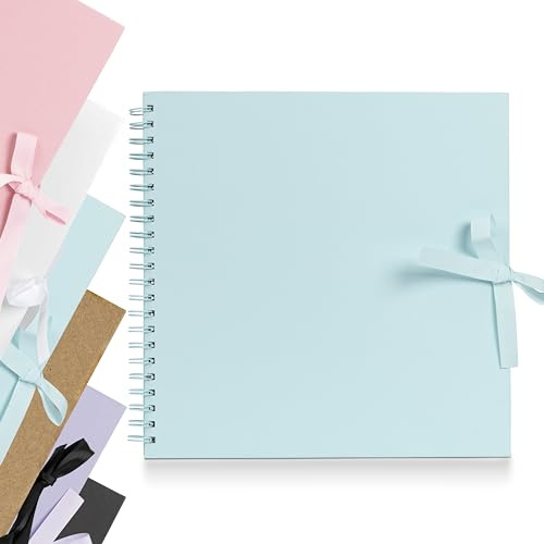 Scrapbook Photo Album Spiral Bound for Wedding Couple Travel Memory Book with 40 Pages - Large, 12 x 12 (Blue)