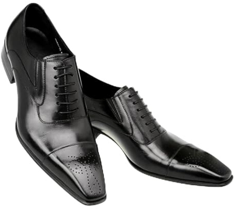 KYOESCAI Homme Chaussures à Lacets en Synthétique Cuir Derby Mode Mariage Oxford Business Brogues,Noir,45 EU