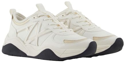 Armani Exchange Women Cher, Side Logo, Colour Contrasts Sneaker White 38