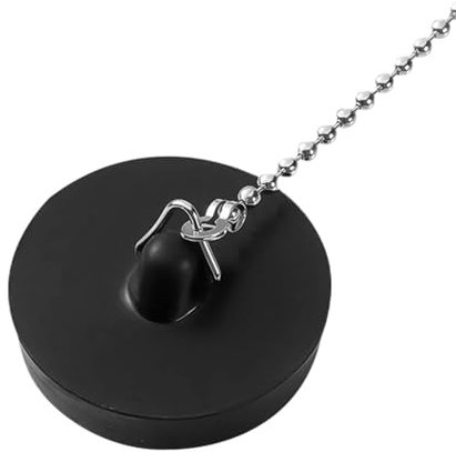 Dianeil Spüle Abflussstopfen 2 Stück Abflussstöpsel Gummistöpsel mit 18cm Stopperkette Spülbecken-Abflussstöpsel für Badewanne Küche Badezimmer Spülbeckenstopfen (42–50mm, schwarz)