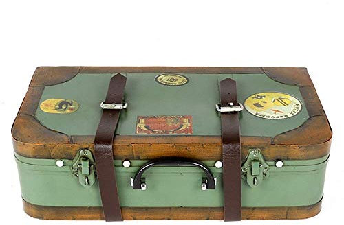 OZBME Scatola portaoggetti Vintage 38x11x21cm Antico Baule del Tesoro di Retro Gioielleria Deposito Bagagli Latta Decorazione per la casa