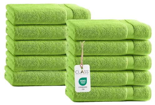 Class Home Collection Handtücher 50x100 cm – 10er Set Frotteehandtücher – Weich & saugfähig – 100% Baumwolle mit Aufhänger – Apfelgrün