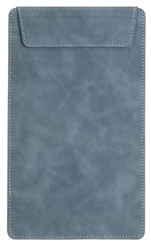 PATIKIL Tablero De Escritura Con Clip De Cuero PU A5, Carpeta De Oficina Organizadora Magnética De 6x10 Con Soporte Para Bolígrafo, Azul