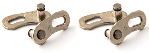 Clarks Cycle Systems Quick Links - Eslabones de unión de cadena de bicicleta, color plateado, paquete de 2 pares, velocidad única