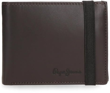 Pepe Jeans Luton Cartera con Cinta elástica Marrón 11,5x8,5x1 cms Piel by Joumma Bags