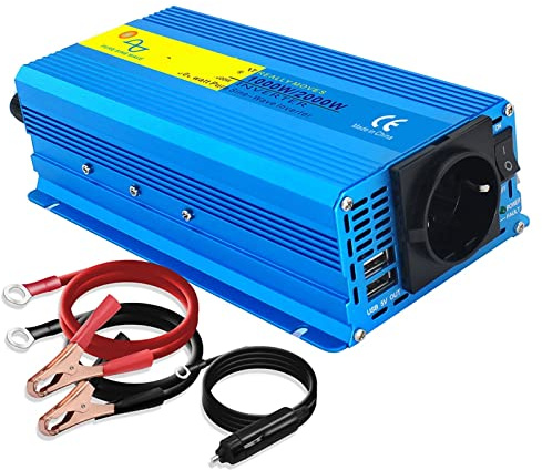 Inversor Inversor de Coche de Onda sinusoidal Pura 2000W DC12V a AC 110 Adaptador de Carga Transformador Solar Convertidor de Potencia Salida USB Dual
