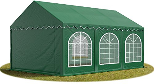 TOOLPORT Festzelt Partyzelt 3x6 m Premium, hochwertige PVC Plane 750 N in dunkelgrün 100% wasserdicht mit Bodenrahmen