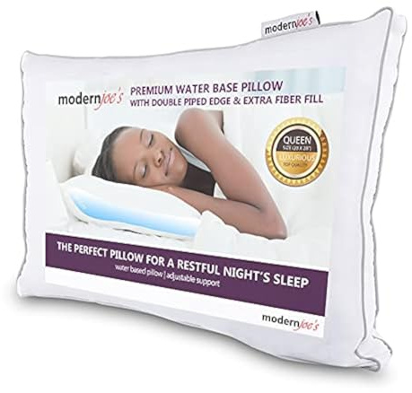Modern Joe's Almohada Lujosa para el Agua - Tamaño Queen con Borde de Doble hilera - Soporte ortopédico Completamente Ajustable y colección de Almohadas con Base de Agua hipoalergénica