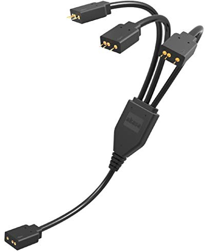 Akasa Adressierbarer RGB LED Verlängerungskabel, 1 zu 3 aRGB LED Y Verteiler Kabel, 3 Pin Anschluss, 1 Buchse auf 3 Stecker, 50cm, schwarz, AK-CBLD07-50BK