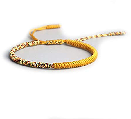 EXINOX Pulsera Tibetana De Nudos | Hombre Mujer | Pulsera Tradicional Budista (Dorado)