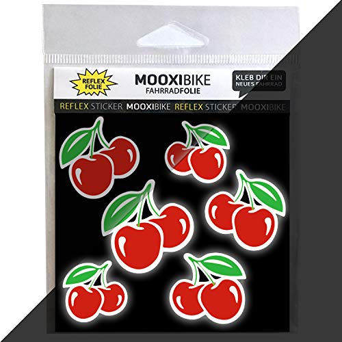 MOOXIBIKE I Sticker Cherry Lady rot reflektierend, für Cargobike, Lastenrad, Fahrrad, Scooter, Roller & Helm, auch für Rennrad, Trekkingrad, Fixie, Mountainbike, Hollandrad, Citybike & E-Bike