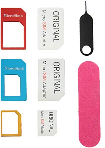 subtel® Adaptador de Tarjeta SIM 5 en 1 Organizador Set Micro SIM Nano SIM Estándar Adaptador de Tarjeta SIM Kit Ranura para Tarjeta SIM Adaptador de Tarjeta SIM Metal