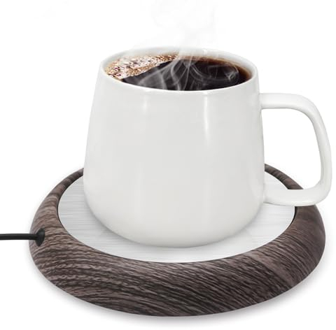 Coffee Mug Warmer, USB Cup Warmer Tea Warmer with Non-slip Base, Beverage Mug Warmer for Milk Coffee Tea, Cup Mug Warmer Heated Coaster for Home Office Coffee Cup Warmer (Dark Wood Grain)