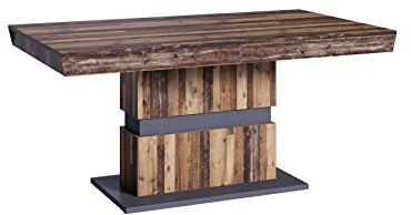 byLIVING Esszimmertisch Matthew/Küchen-Tisch 160 cm mit Auszugsfunktion auf 215 cm/Auszugstisch Old Wood-Optik braun/Esstisch ausziehbar mit Einlegeplatte/B 160-215, H 75, T 90 cm