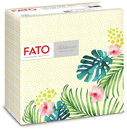 Fato - Trockene Papierservietten, Airlaid, Textileffekt, Packung mit 50 Servietten, Format 40x40 gefaltet in 4, Tropicana Decor