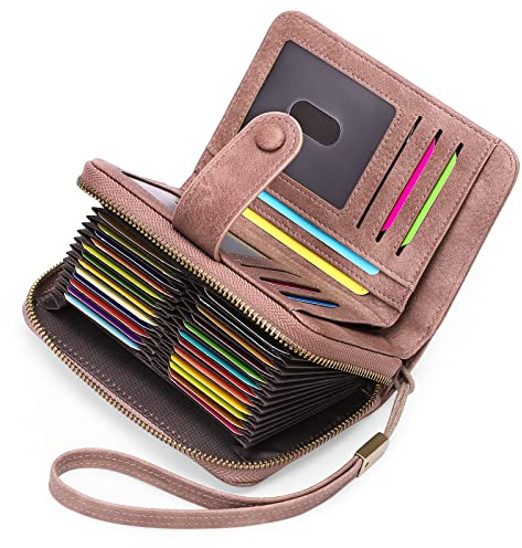 GAEKEAO Geldbörse Damen Portemonnaie Damen Gross Kartenetui Damen mit 32 Kartenfächer RFID Schutz Visitenkartenetui Mit Reißverschluss Geschenke für Frauen Wallet Geldbeutel Damen