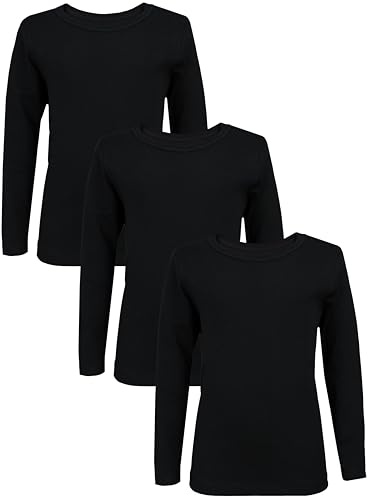 TupTam Maglie Manica Lunga Bimbi 3 Pezzi – 100% Cotone, Unisex, Nero, 104
