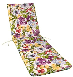 GHIOCUSCINI | Cuscino per Lettino Prendisole, Fantasia PRIMAVERA, Tessuto Cotone/Poliestere, Sfoderabile, 73 + 110 x 57 cm, Alto 6 cm, Made in Italy