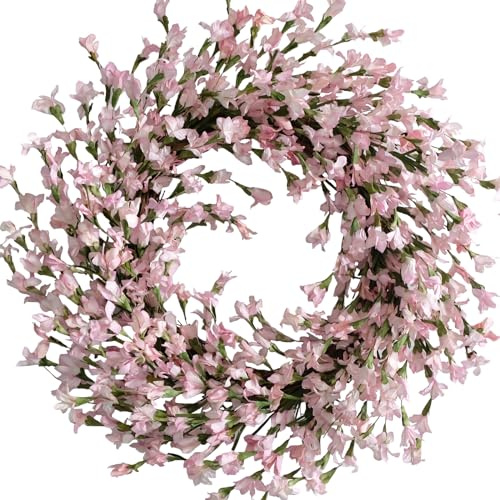 Bibelot Spring Wreath for Front Door, Artificial Forsythia Flower Wreath 18'' Artificial Blossom Flower Decoration Farmhouse for Festival Wall Decor