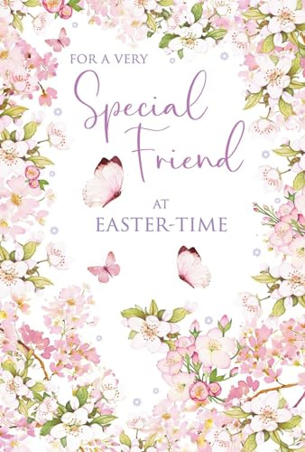 Friend Easter Card - Female/For Her - Very Special Friend - Pink Blossom and Butterflies - Floral Design - Eco-Friendly - Recyclable