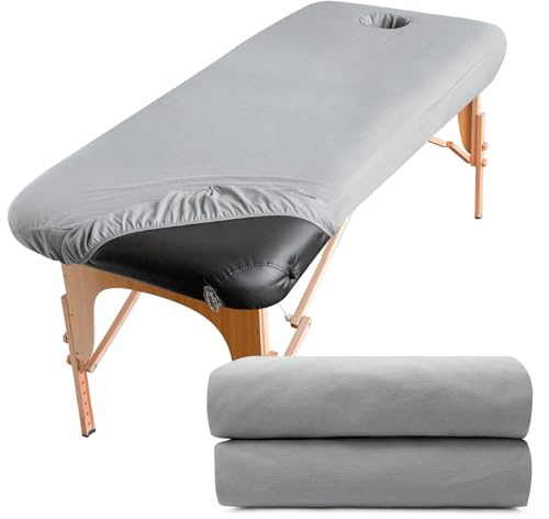 xiaozhifu 2 st massageliggskydd, dra-på-överdrag med hål för massagesäng, överdrag för massagebordsöverdrag andas 70 x 190 x 12 cm, tvättbart massageskydd (grå)