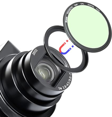 Kase Wolverine Magnetischer CPL Filter mit Adapterring für Sony ZV-1 ZV1 / RX100 VII VI V III II/für Ricoh GR II III, stoßfestes optisches Glas & HD mehrfach beschichteter Zirkular-Polarisationsfilter