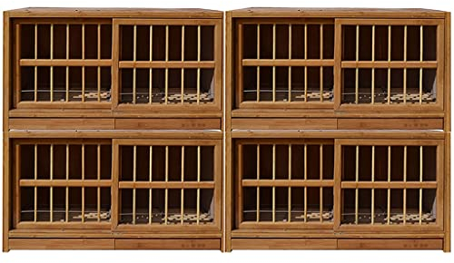 CAFIEDR Cage à Pigeons Portes et fenêtres Push-Pull Cage à Oiseaux, volière à Oiseaux en Bambou, bac à fumier à Double tiroir, nichoir à Pigeons, Cage d'élevage à Isolation réglable